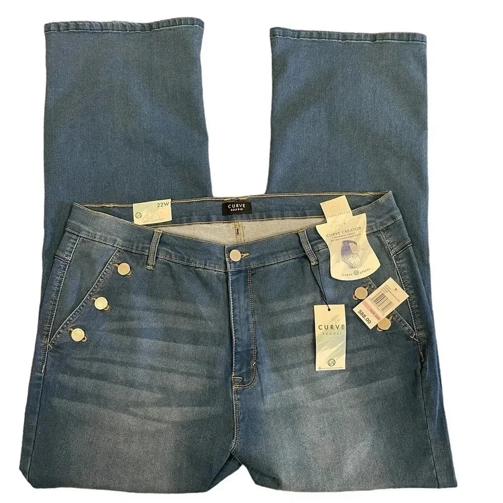 Curve Appeal Curve Creator Bootcut  Straight Leg Jeans Size 22W